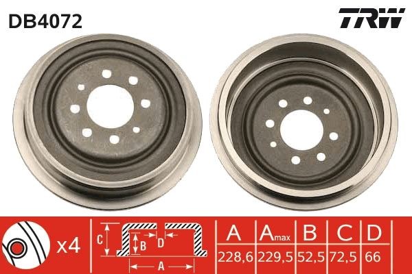 TRW Tambour de frein DB4072 TRW DB4072 Tambour de frein Renault Koleos 1 pas cher