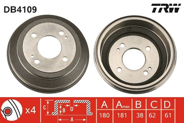 TRW Tambour de frein DB4109 DB4109 Tambour de frein HONDA PRELUDE TRW
