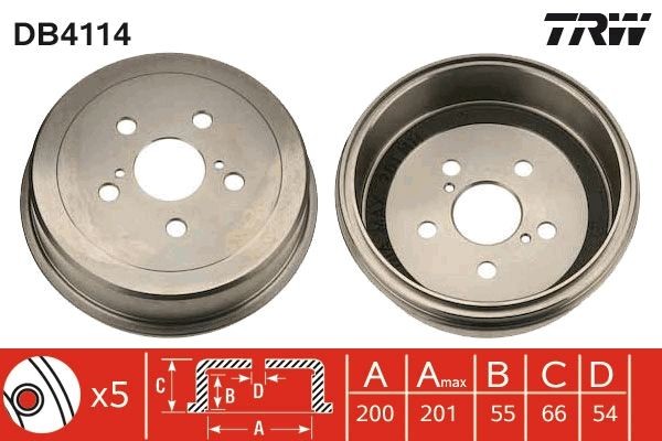 TRW Tamburo freno DB4114 TRW DB4114 Coppia tamburi freno TOYOTA Celica V Coupe (T180) originali prezzo