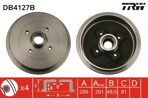 TRW Ταμπούρο DB4127B DB4127B Ταμπούρο Volkswagen CC TRW