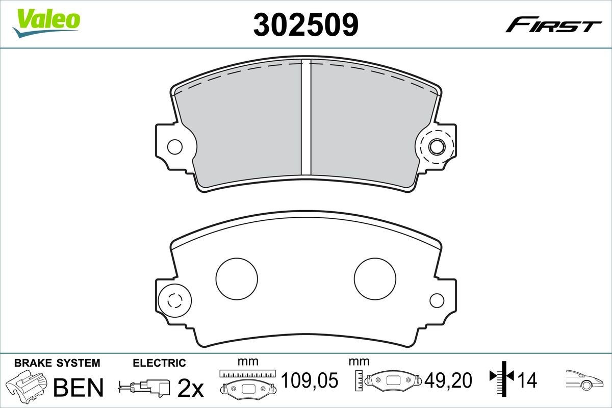 VALEO Brake pad set 302509 VALEO 302509 front and rear brake pads 304 Estate
