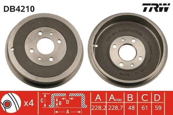 Piduritrummel TRW DB4210 TRW DB4210 Piduritrummel FIAT UNO 2018