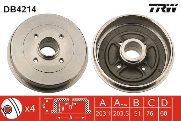 TRW Tambour de frein DB4214 prix Tambour de frein Renault DA0/1_ DB4214 TRW