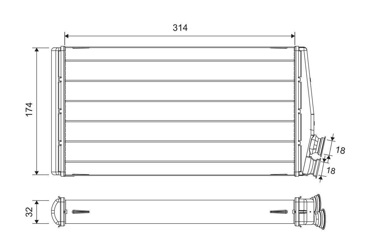 VALEO Výmenník tepla vnútorného kúrenia 811632 811632 Radiátor kúrenia VOLVO V50 VALEO