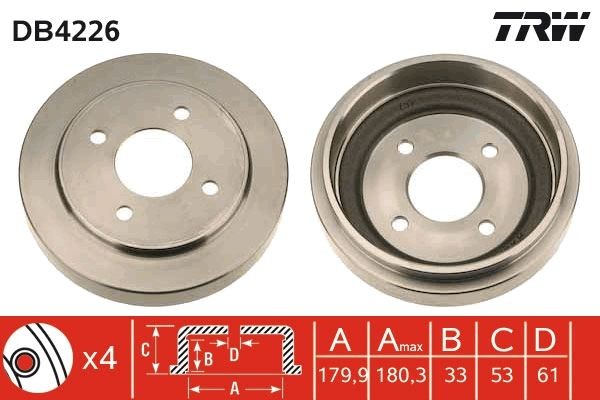 TRW Tambour de frein DB4226 Nissan JUKE Tambour de frein TRW DB4226