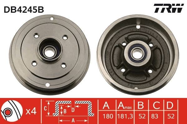 TRW Tambour de frein DB4245B TRW DB4245B Tambour de frein Renault Koleos 1 à un prix avantageux