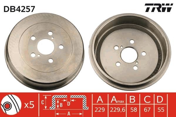 Piduritrummel TRW DB4257 TRW DB4257 TOYOTA AVENSIS 2001 Piduritrummel