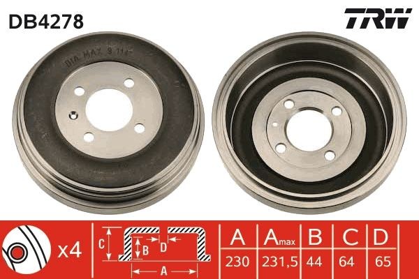 TRW Bremstrommel DB4278 DB4278 TRW Bremstrommeln Touareg 7L Kosten