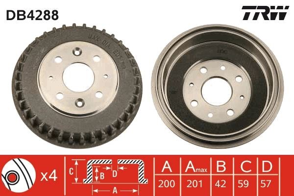 TRW Bremsetrommel DB4288 Bremsetrommel TRW VENGA DB4288 billige