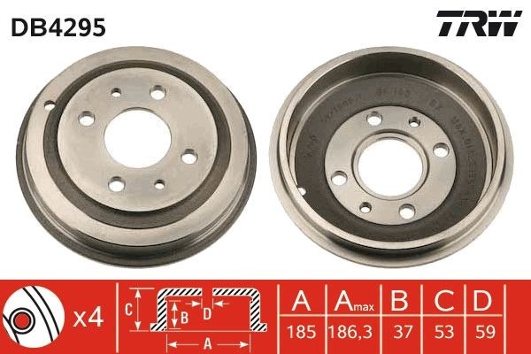 TRW Bremsetromle DB4295 Bremsetromler TRW Fiat STILO DB4295