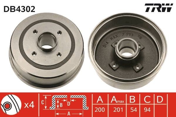 TRW Piduritrummel DB4302 TRW DB4302 Piduritrummel Opel Senator B hind