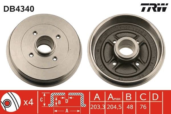 TRW Remtrommel DB4340 DB4340 Remtrommels NISSAN SKYLINE TRW