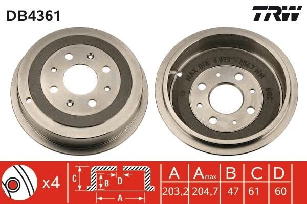 TRW Bremsetromle DB4361 TRW DB4361 Bremsetromler PORSCHE 944 hvad koster