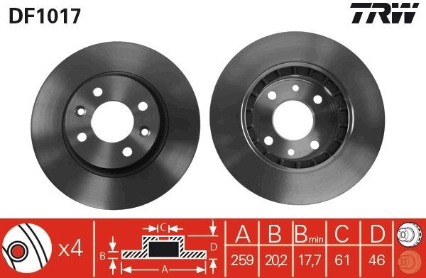 TRW Disque de frein DF1017 TRW DF1017 Disques Fuego 3/5 portes prix