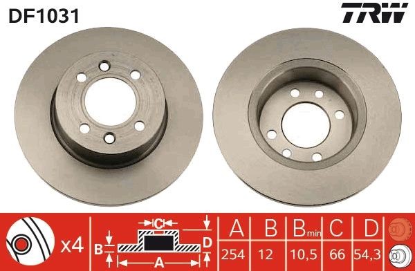 TRW Bremžu diski DF1031 TRW DF1031 Bremžu disks Renault 25 B29 orģinālās cena