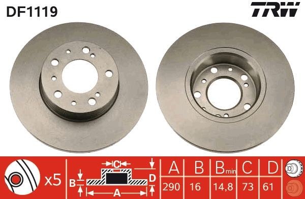 TRW Disque de frein DF1119 Fiat DUCATO Disque de frein sport TRW DF1119