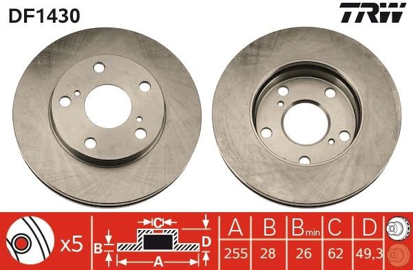 TRW Brake disc DF1430 TRW DF1430 Camry III Estate (_V1_) brake discs