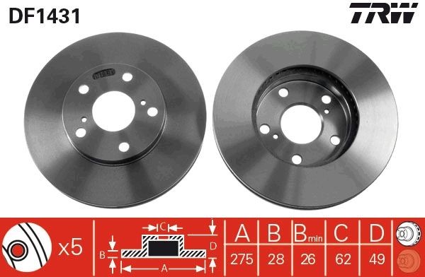 TRW Brake disc DF1431 TRW DF1431 TOYOTA Camry III Estate (_V1_) brake discs price
