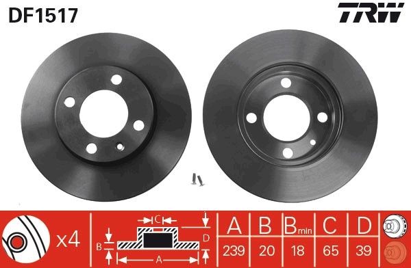 TRW Bremsscheibe DF1517 DF1517 TRW VW Jetta Mk2 Bremsscheiben Preis