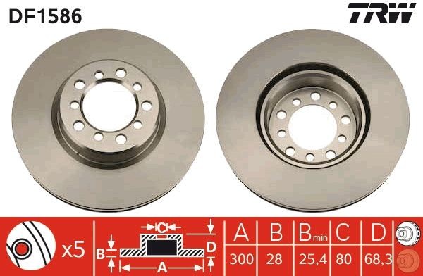 TRW Disco freno DF1586 TRW DF1586 Dischi freno Mercedes C126 originale prezzo