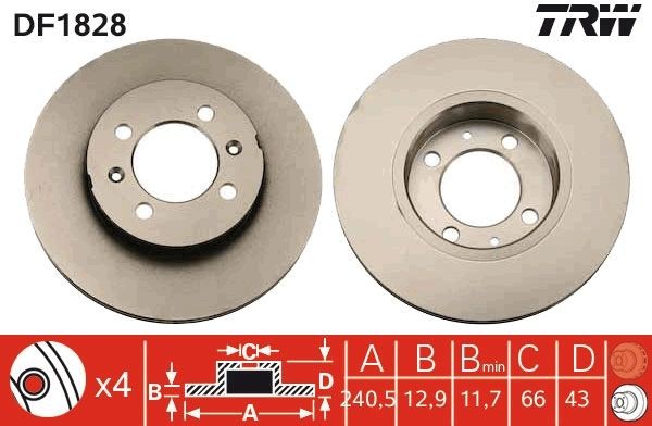 TRW Remschijf DF1828 Sportremschijven TRW MGR DF1828 goedkoop