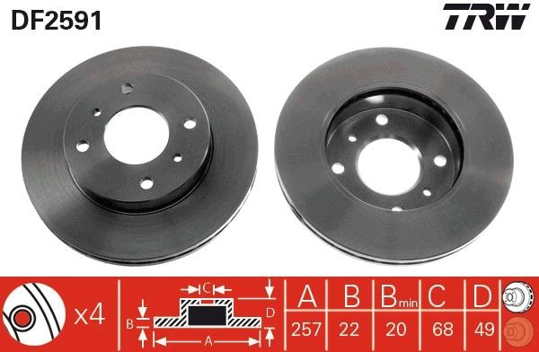 Disco freno TRW DF2591 TRW DF2591 costo Dischi freno Nissan ALMERA 2022