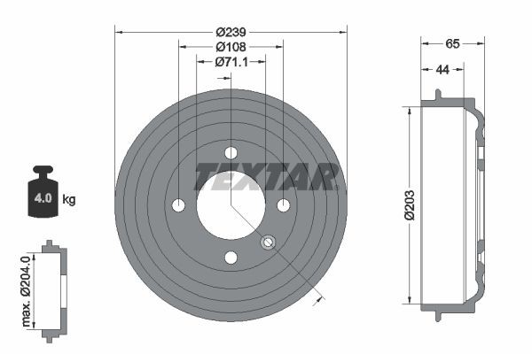 Tambour de frein TEXTAR 94049500 TEXTAR 94049500 Tambour de frein OPEL CORSA 2023