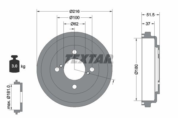 TEXTAR Tambour de frein 94049600 94049600 Tambour de frein SUZUKI SWIFT TEXTAR