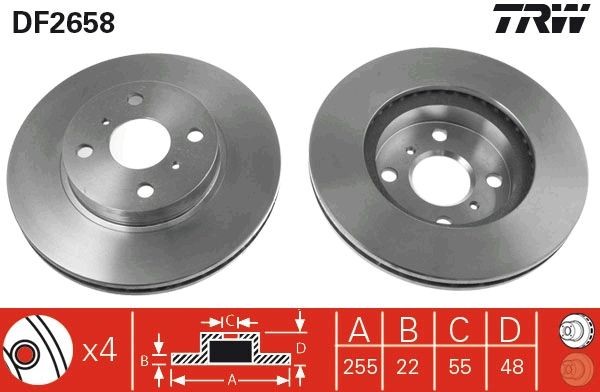 TRW Δισκόπλακα DF2658 DF2658 Δίσκοι φρένων TOYOTA DYNA TRW