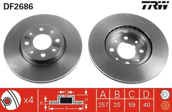 TRW Disco freno DF2686 DF2686 Dischi freno TRW ALFA ROMEO 75 costo