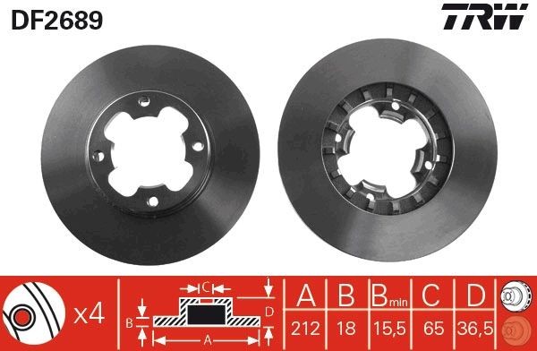 TRW Disque de frein DF2689 Subaru IMPREZA Disque de frein sport TRW DF2689