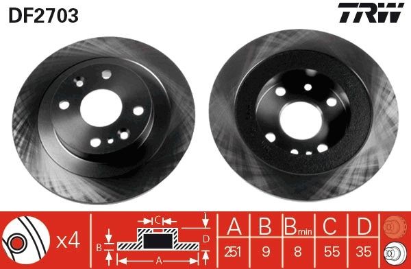 TRW Piduriketas DF2703 TRW DF2703 Piduriketas MAZDA 323S IV Saloon (BG) 1.8 Turbo 4WD (BG8R) 166 hj 1992