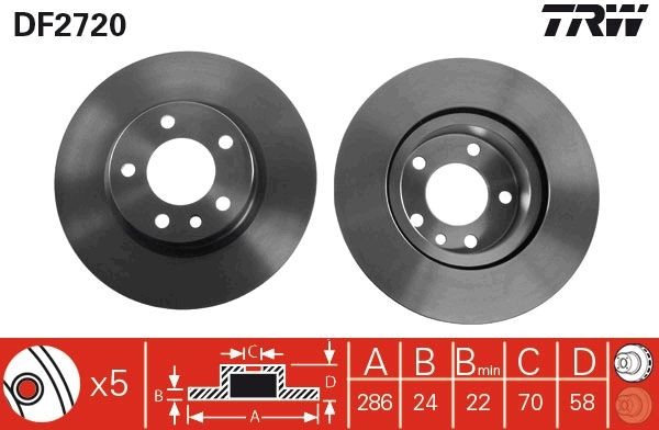 TRW Brake disc DF2720 TRW DF2720 Brake disc OPEL Ascona B Saloon 2.0 E 110 hp 1980