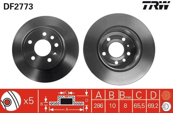 TRW Brake disc DF2773 DF2773 TRW brake discs SAAB 99