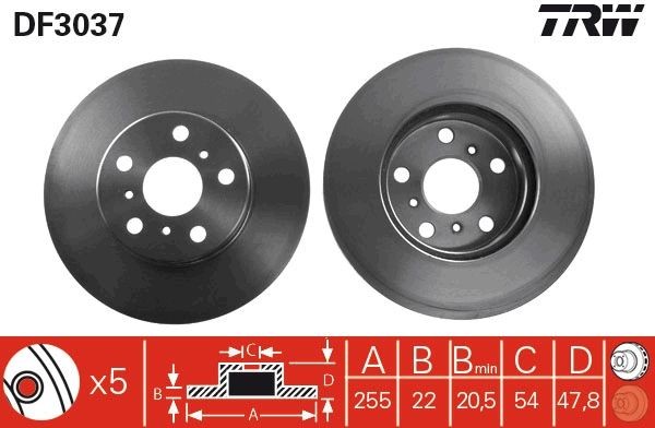 TRW Brake disc DF3037 TRW DF3037 Camry V10 performance brake discs replacement