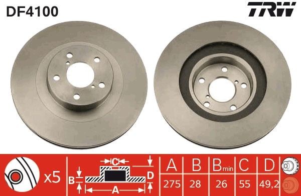 TRW Bremsscheibe DF4100 DF4100 TRW Celica IV Cabrio (T160) Bremsscheiben Preis