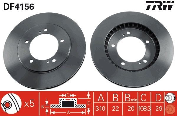 TRW Bromsskiva DF4156 TRW DF4156 Tuning SUZUKI Grand Vitara 2 SUV (JT, TE, TD)