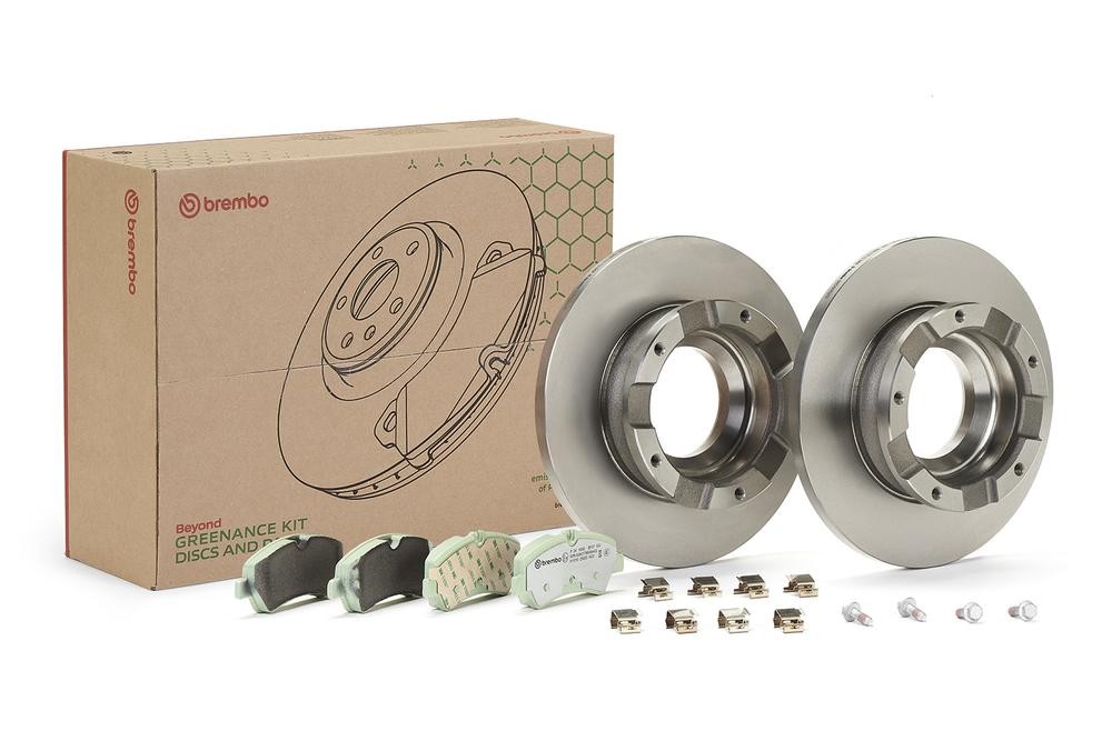 BREMBO Bremseskiver og klodser KT 10 060 BREMBO KT 10 060 Transit Mk7 Bus (V363) Bremse-kit originale pris