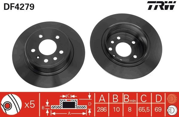 TRW Brake disc DF4279 DF4279 TRW brake discs for SAAB 99