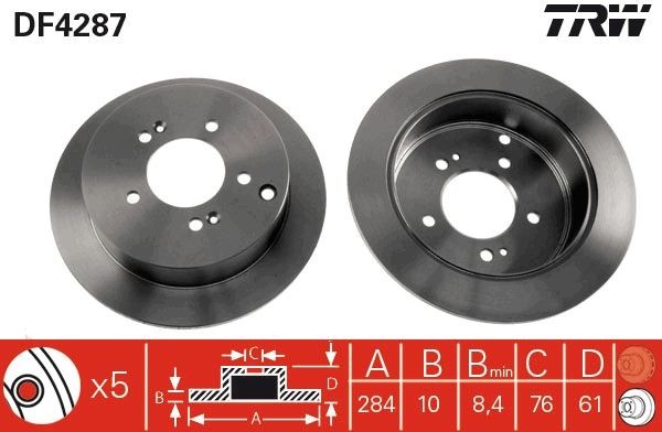 TRW Bremseskive DF4287 Sportsbremseskiver TRW CERATO DF4287 billige