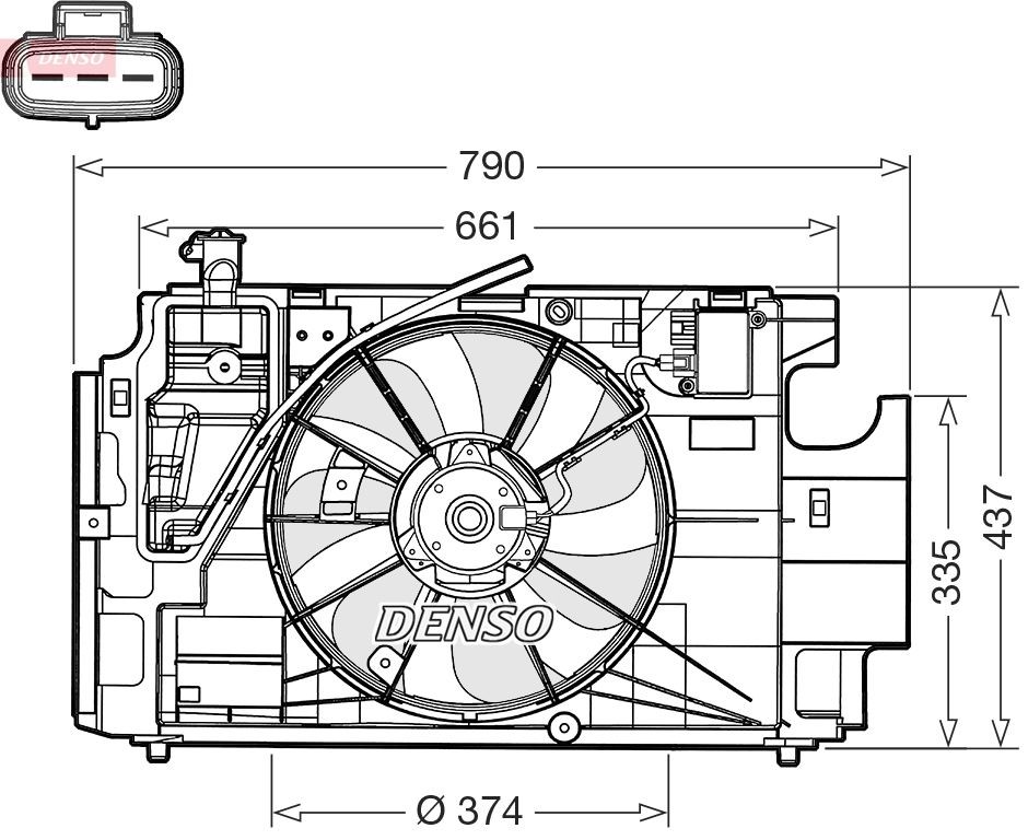 DENSO Ventilátor chladenia motora DER50004 DER50004 Ventilátor chladiča TOYOTA 4 RUNNER DENSO