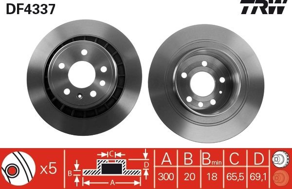 TRW Bromsskiva DF4337 DF4337 TRW bromsskivor SAAB 9-3