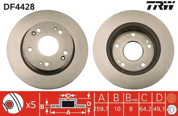 TRW Disco freno DF4428 DF4428 Dischi freno sportivi TRW HONDA LOGO costo