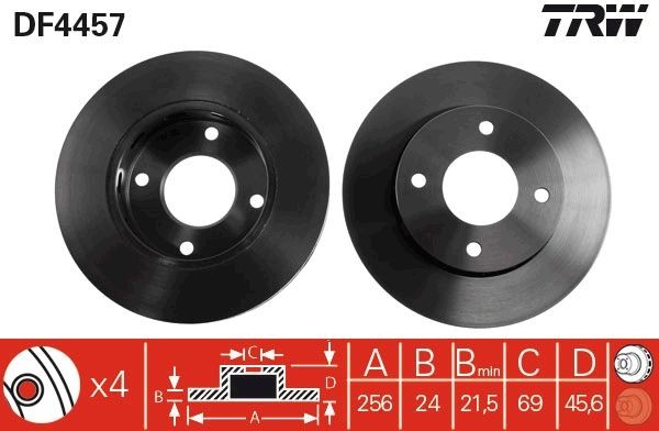 TRW Bremseskive DF4457 Bremsedele SMART #1 SUV (HX11): Bremseskive TRW DF4457