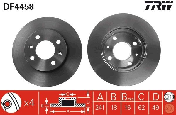 TRW Bremseskive DF4458 TRW DF4458 Sportsbremseskiver Kia Picanto TA pris