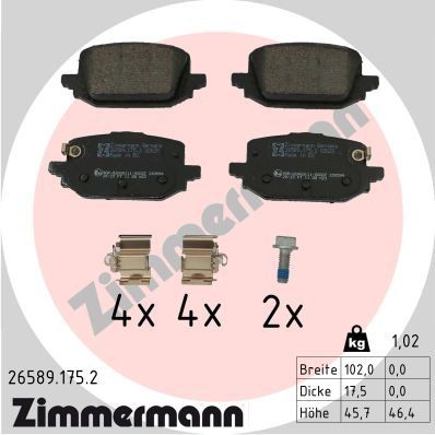 ZIMMERMANN Jarrupalat, levyjarru 26589.175.2 26589.175.2 ZIMMERMANN Kilpajarrupalat NISSAN PRIMERA