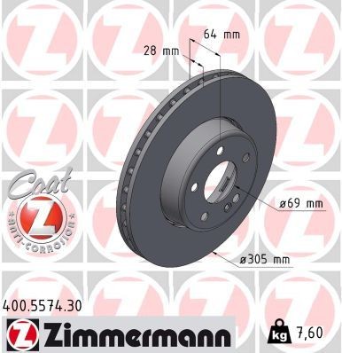 ZIMMERMANN Brake disc 400.5574.30 ZIMMERMANN 400.5574.30 MERCEDES-BENZ C-Class Saloon (W206) brake discs price