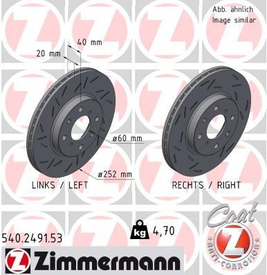 ZIMMERMANN Disco freno 540.2491.53 ZIMMERMANN 540.2491.53 Dischi freno sportivi OPEL Agila B prezzo