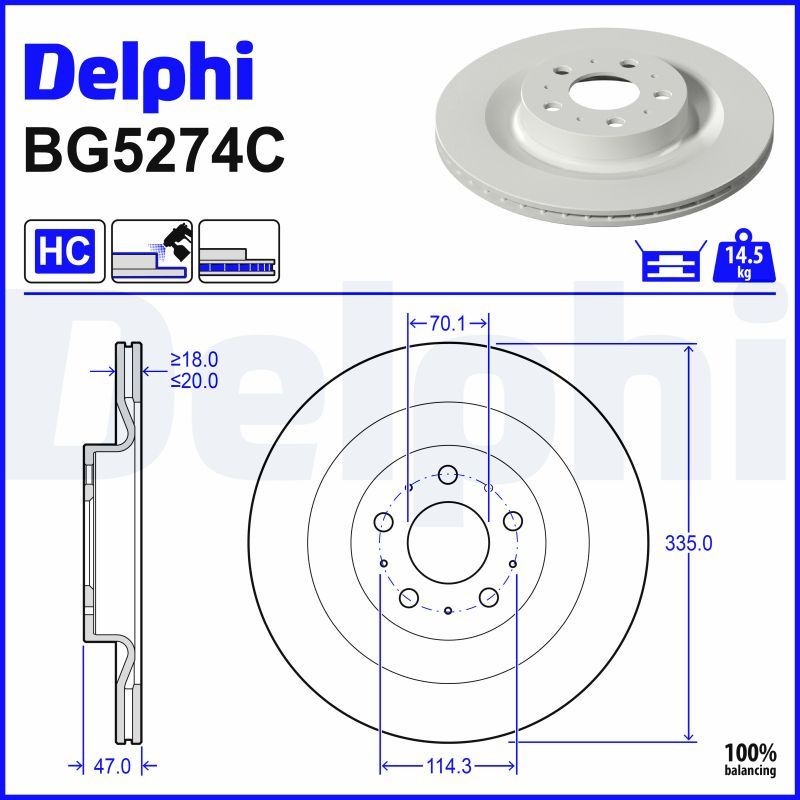 DELPHI Remschijf BG5274C Sportremschijven DELPHI MODEL S BG5274C goedkoop