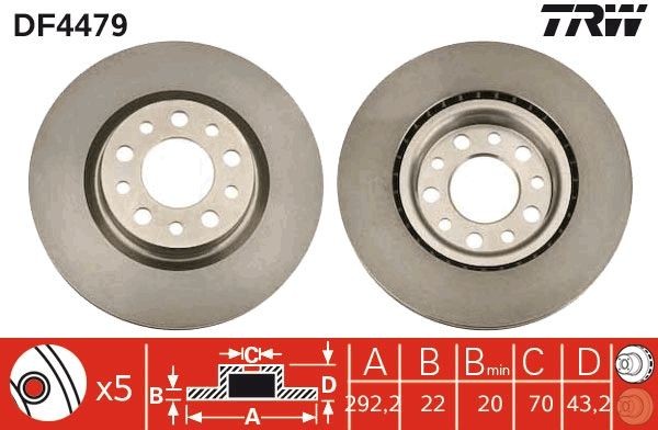 TRW Bremseskive DF4479 DF4479 Bremseskiver TRW ALFA ROMEO 1750-2000